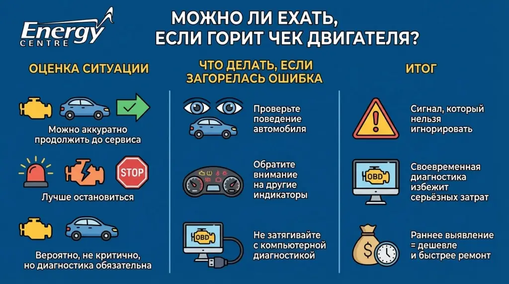 можно ли ехать, если загорелась ошибка двигателя